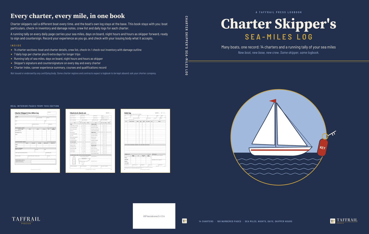 Charter Skipper's Sea-Miles Log — 3d cover mockup (digital mockup from print file) (Taffrail Press)