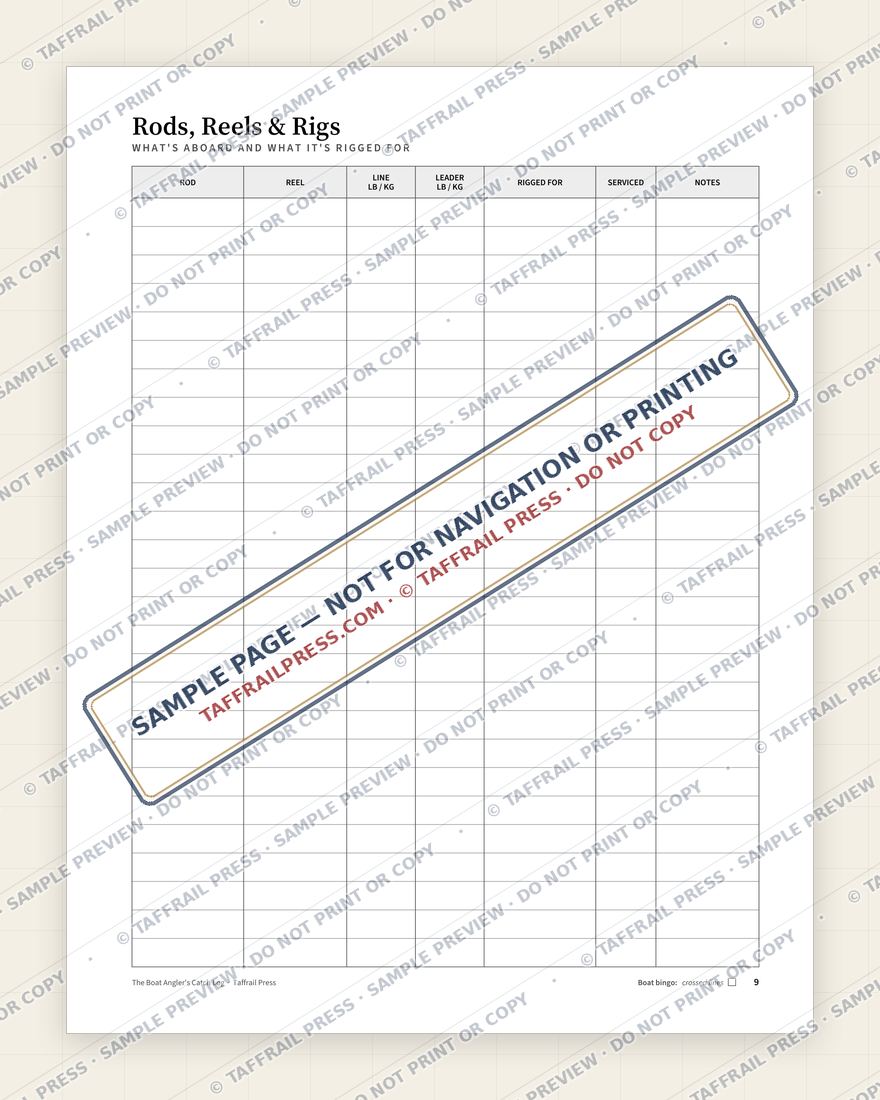 The Boat Angler's Catch Log — Interior preview 5: Checklists, readiness & planning (watermarked sample)