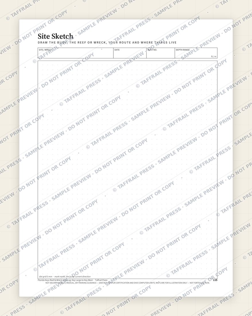 Florida Keys Reef & Wreck Dive Log: Key Largo to Key West — Interior preview 6: Regional reference tables & directory (watermarked sample)