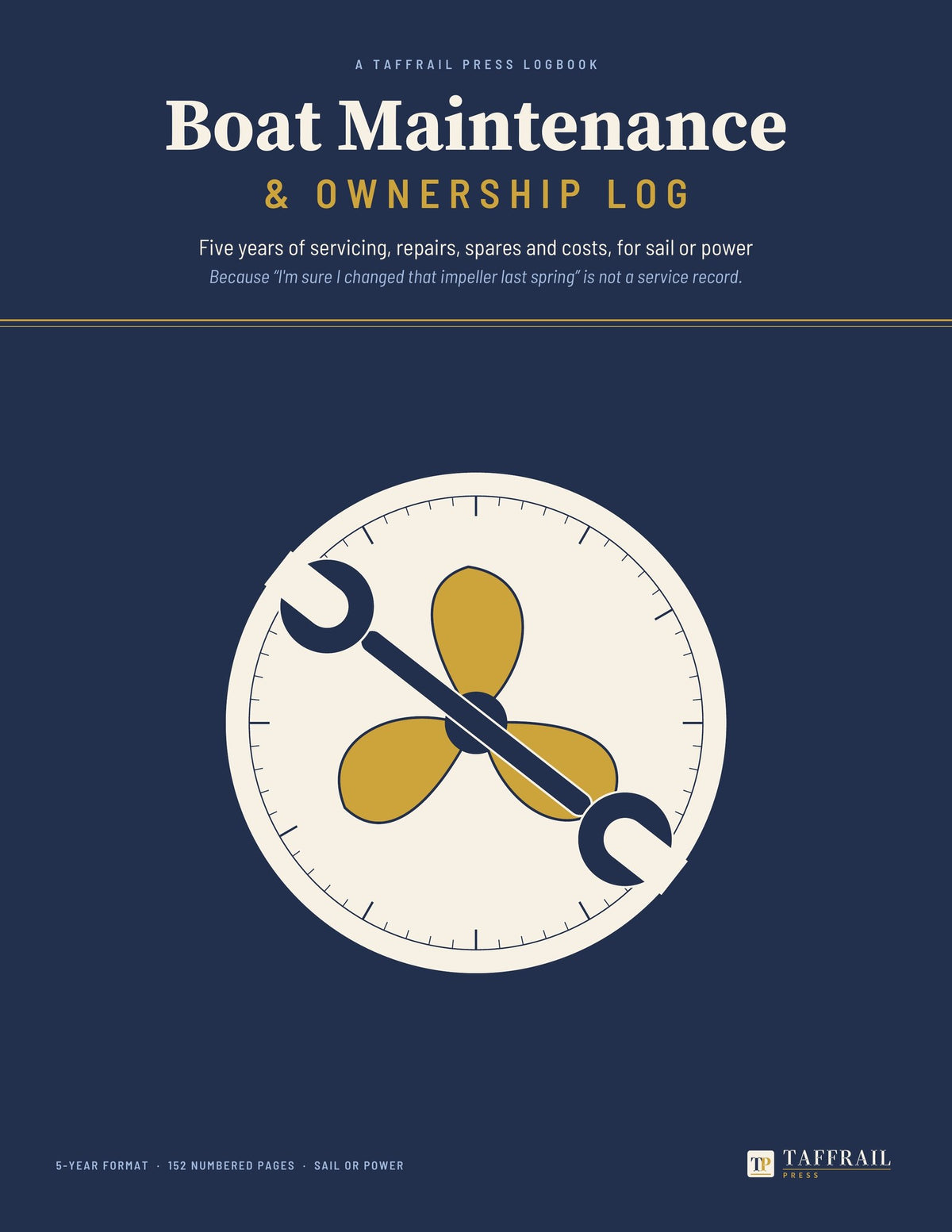 Boat Maintenance & Ownership Log — Front cover (Taffrail Press)
