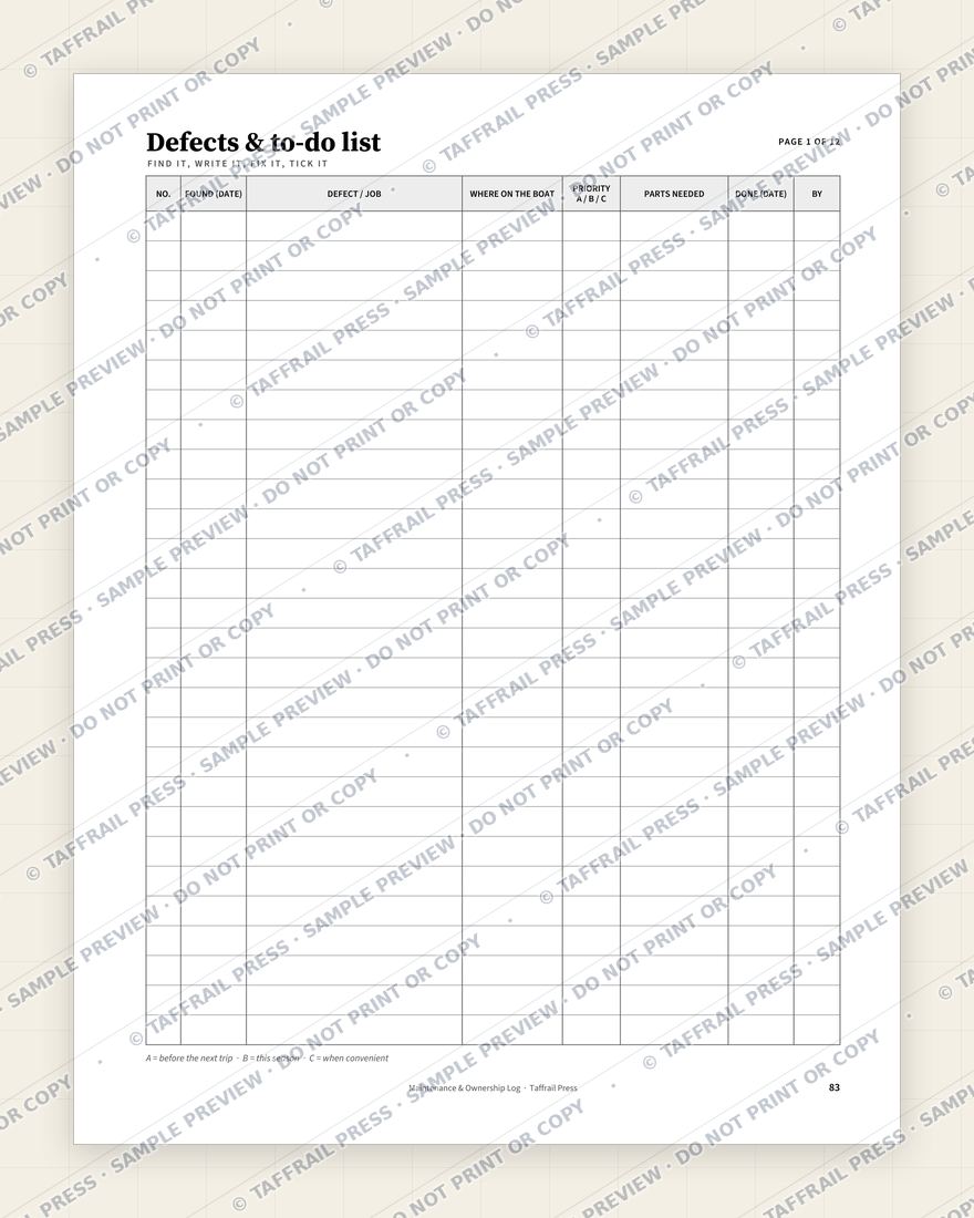 Boat Maintenance & Ownership Log — Interior preview 6: Regional reference tables & directory (watermarked sample)